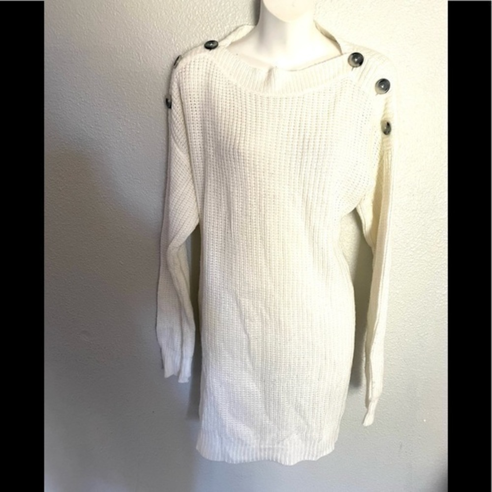 ALLISON BRITTNEY white knit sweater dress size medium